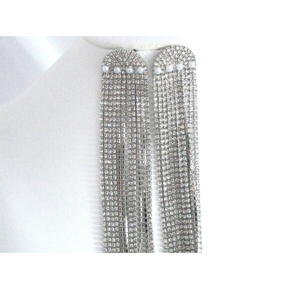 Rhinestone shoulder duster bridal MOB prom party formal evening earrings - Picture 3 of 5
